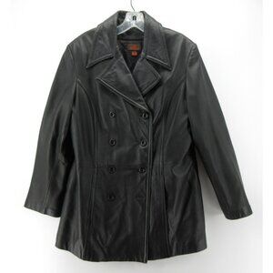 VINTAGE Danier Jacket Medium Leather Peacoat Double Breasted Y2K *